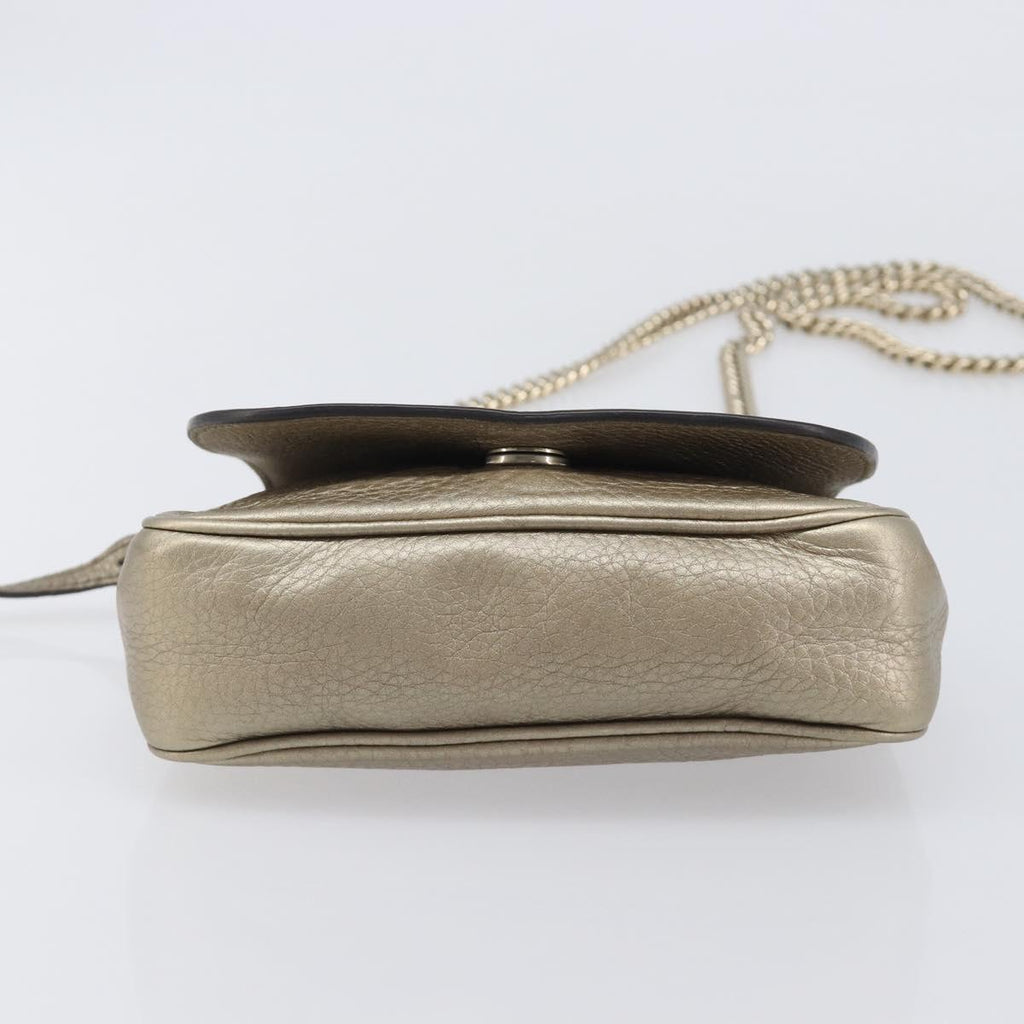 GUCCI Soho Chain Shoulder Bag Leather Gold 323190 Auth 206523A