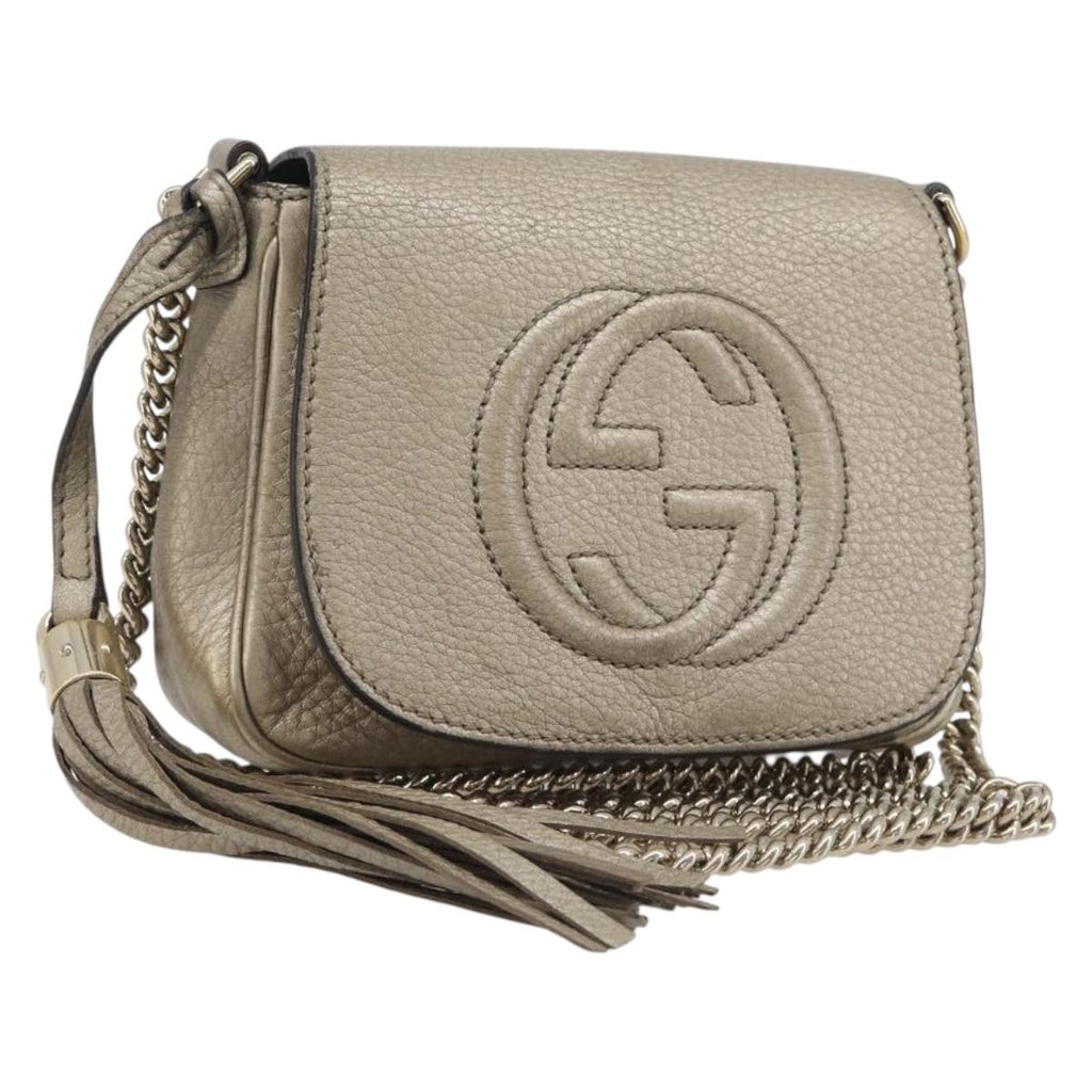 GUCCI Soho Chain Shoulder Bag Leather Gold 323190 Auth 206523A