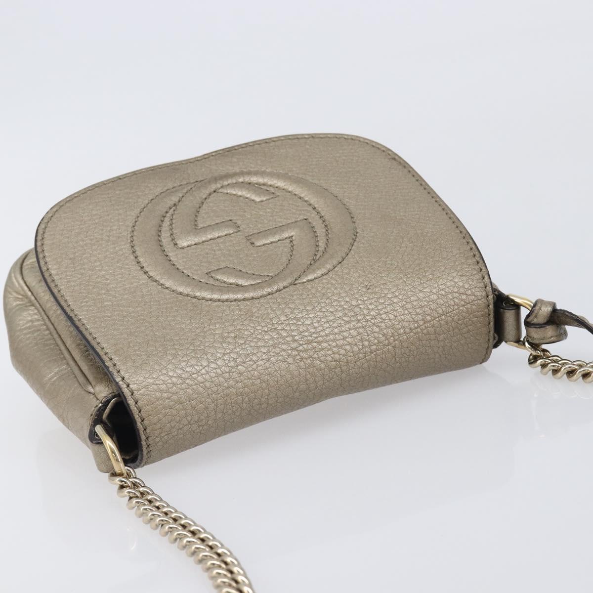 GUCCI Soho Chain Shoulder Bag Leather Gold 323190 Auth 206523A