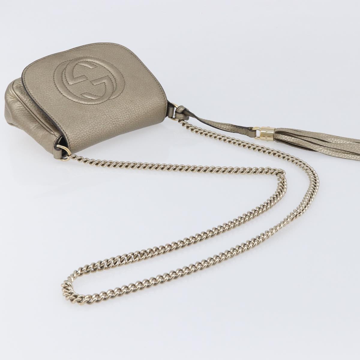 GUCCI Soho Chain Shoulder Bag Leather Gold 323190 Auth 206523A