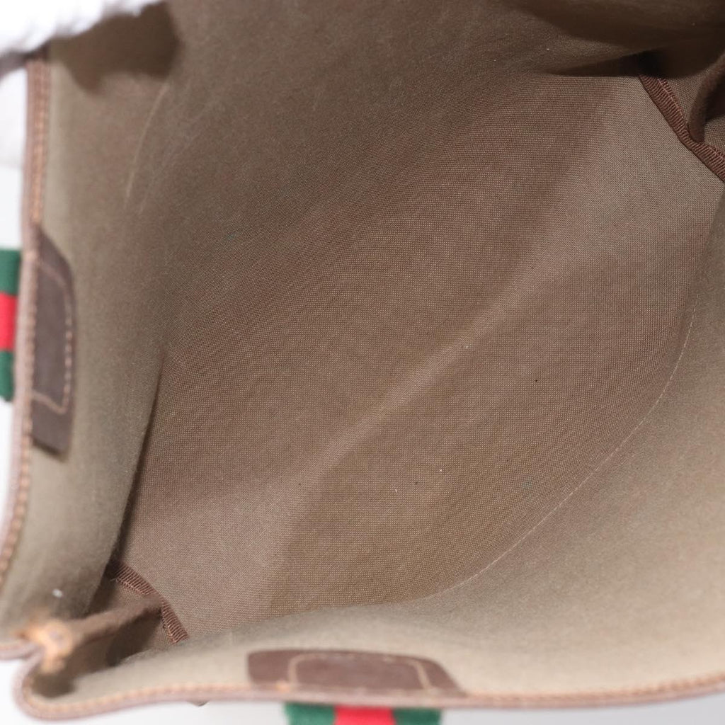 GUCCI GG Supreme Web Sherry Line Tote Bag PVC Beige Gold 89 02 003 Auth 206532A