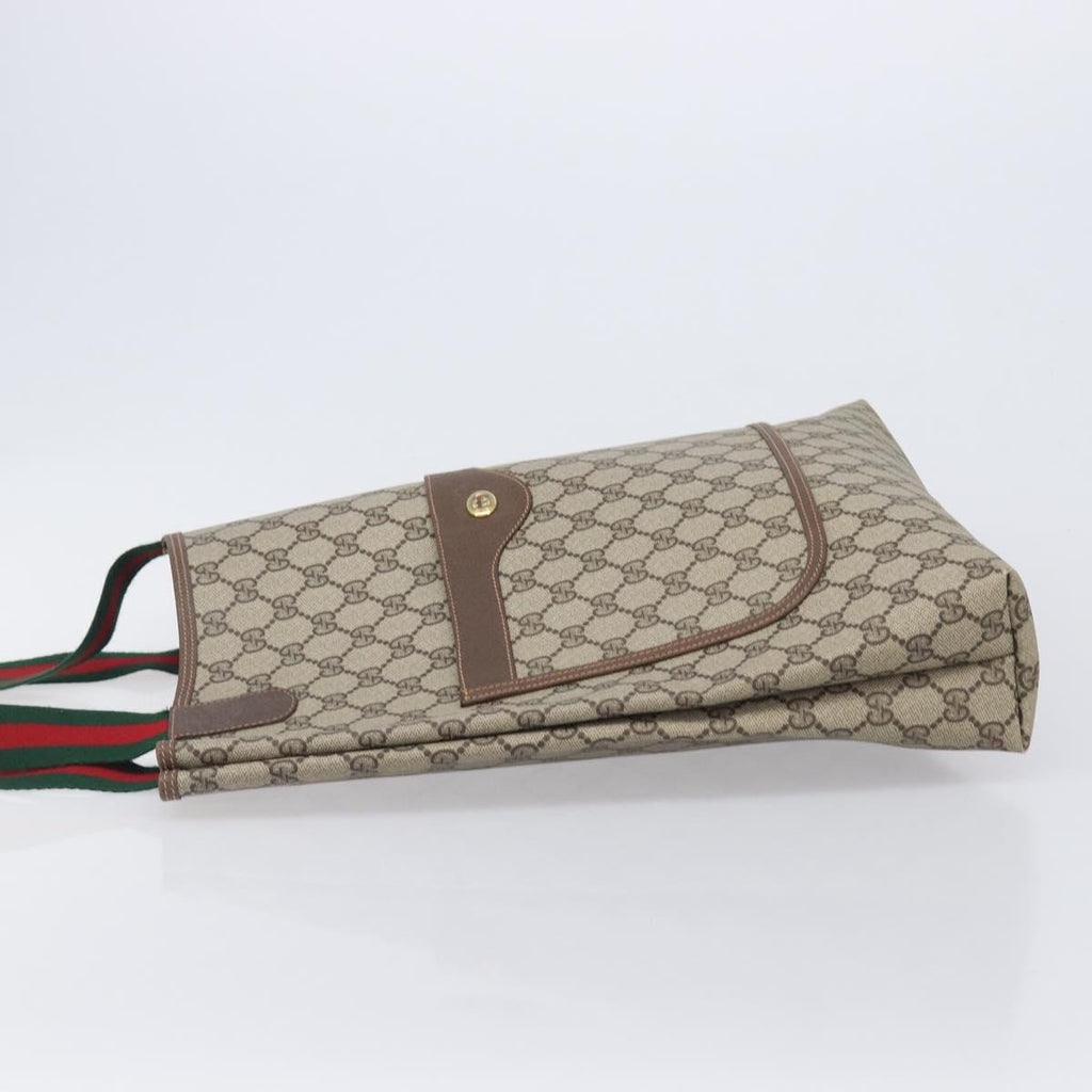 GUCCI GG Supreme Web Sherry Line Tote Bag PVC Beige Gold 89 02 003 Auth 206532A