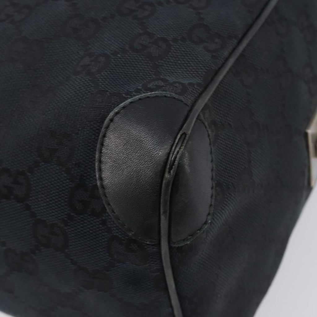 GUCCI GG Canvas Sherry Line Hand Bag Black Silver 000 0846 Auth 206535