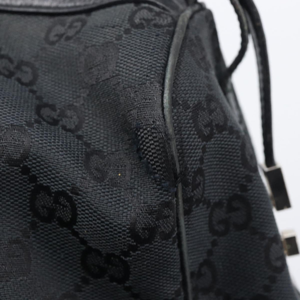 GUCCI GG Canvas Sherry Line Hand Bag Black Silver 000 0846 Auth 206535