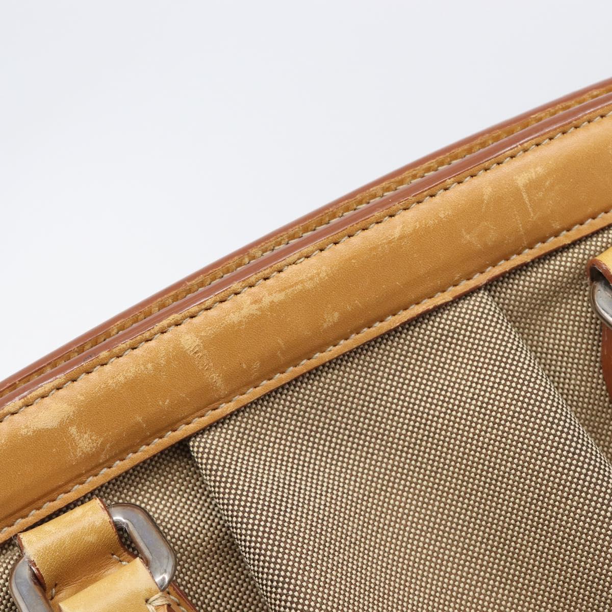 PRADA Hand Bag Canvas Beige Silver Auth 206536