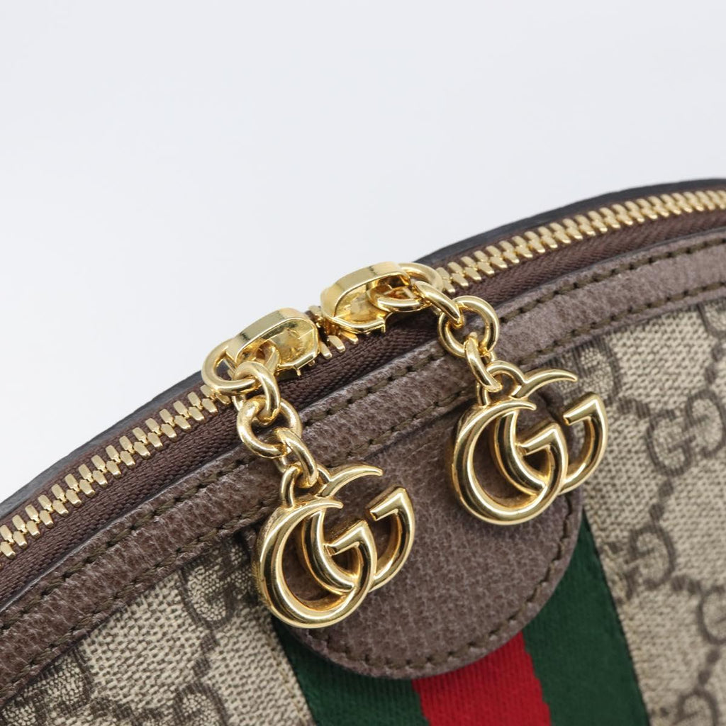 GUCCI GG Supreme Offdia WebSherry Line Bag PVC Beige Gold 499621 Auth 206566V