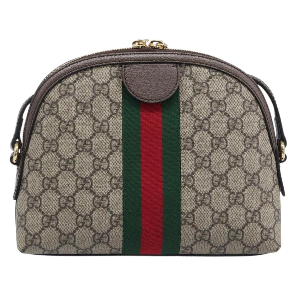GUCCI GG Supreme Offdia WebSherry Line Bag PVC Beige Gold 499621 Auth 206566V
