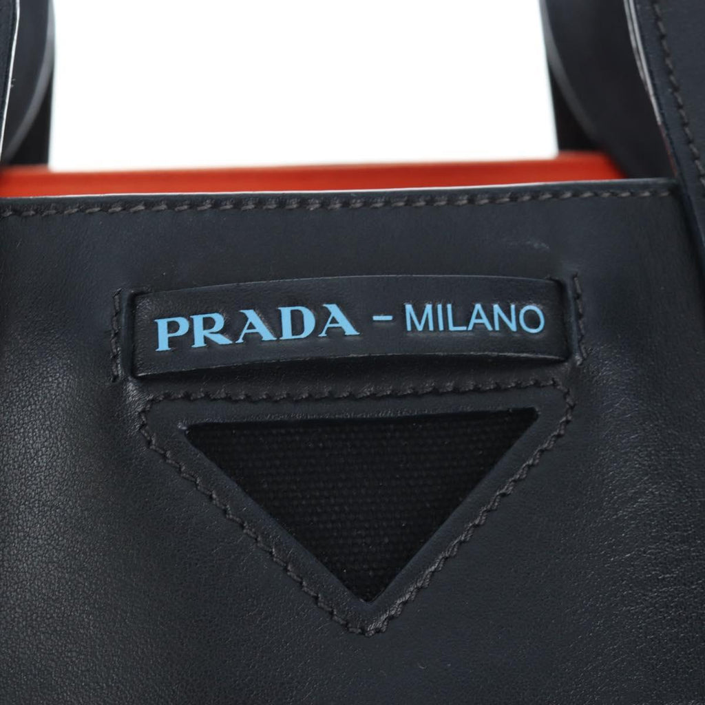 PRADA Uverture Tote Bag Canvas 2way Black Silver Auth 206647