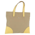 PRADA Hand Bag Canvas Beige Silver Auth 206790A