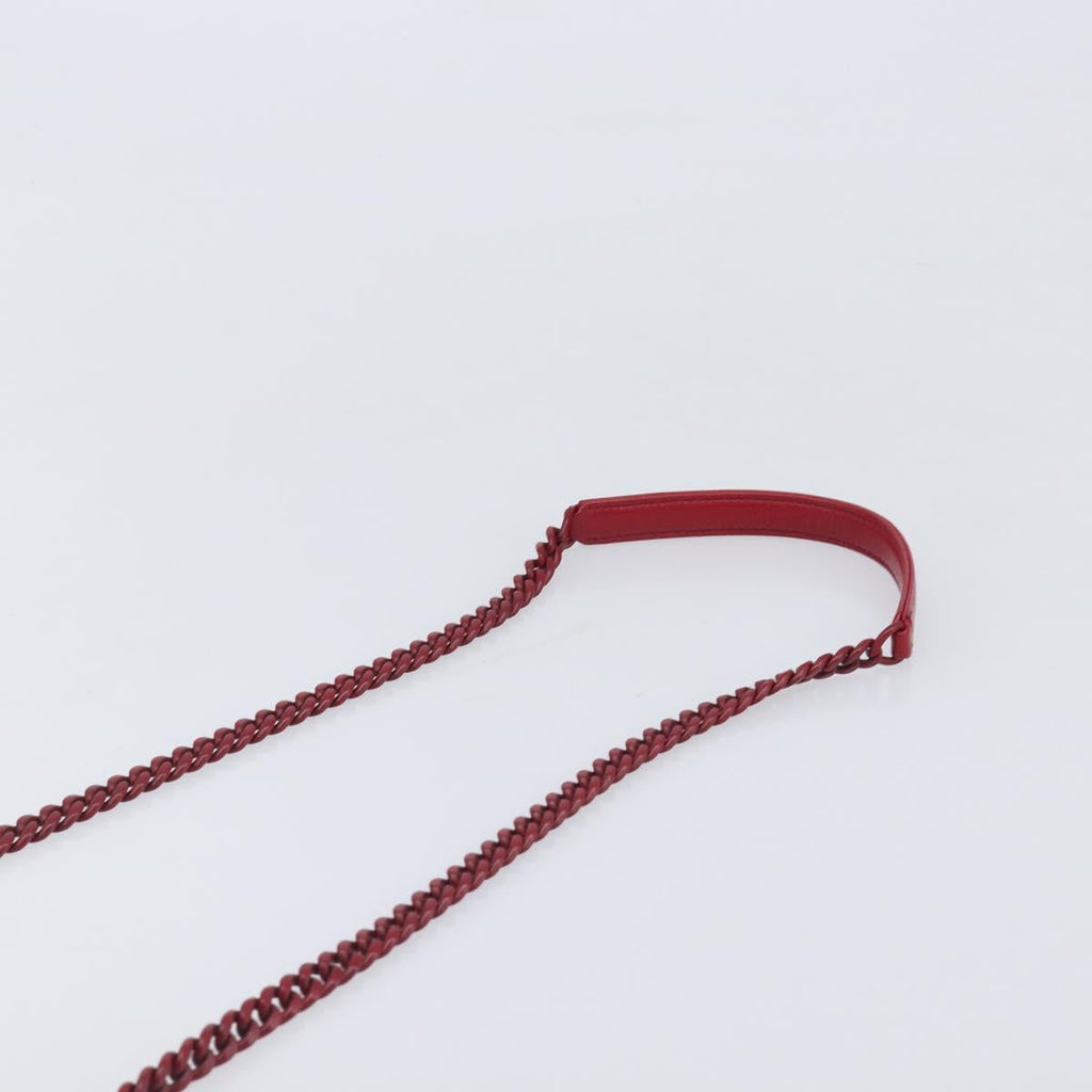 PRADA Chain Shoulder Bag Leather Red Silver Auth 206931V
