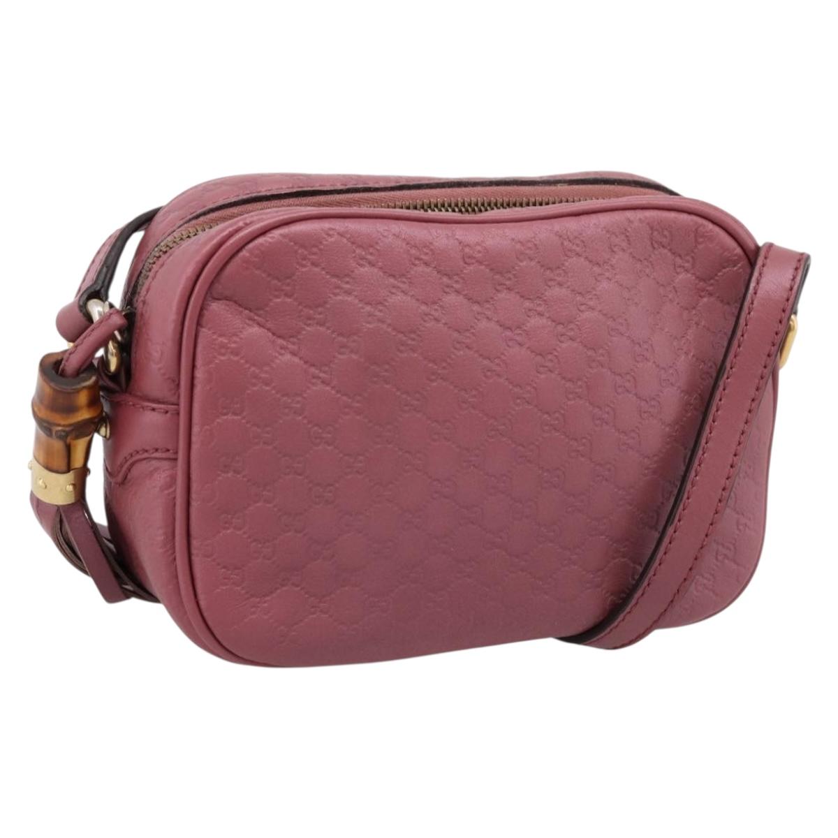 GUCCI Micro GG Canvas Micro Guccissima Bag Leather Gold Pink 309538 Auth 207061