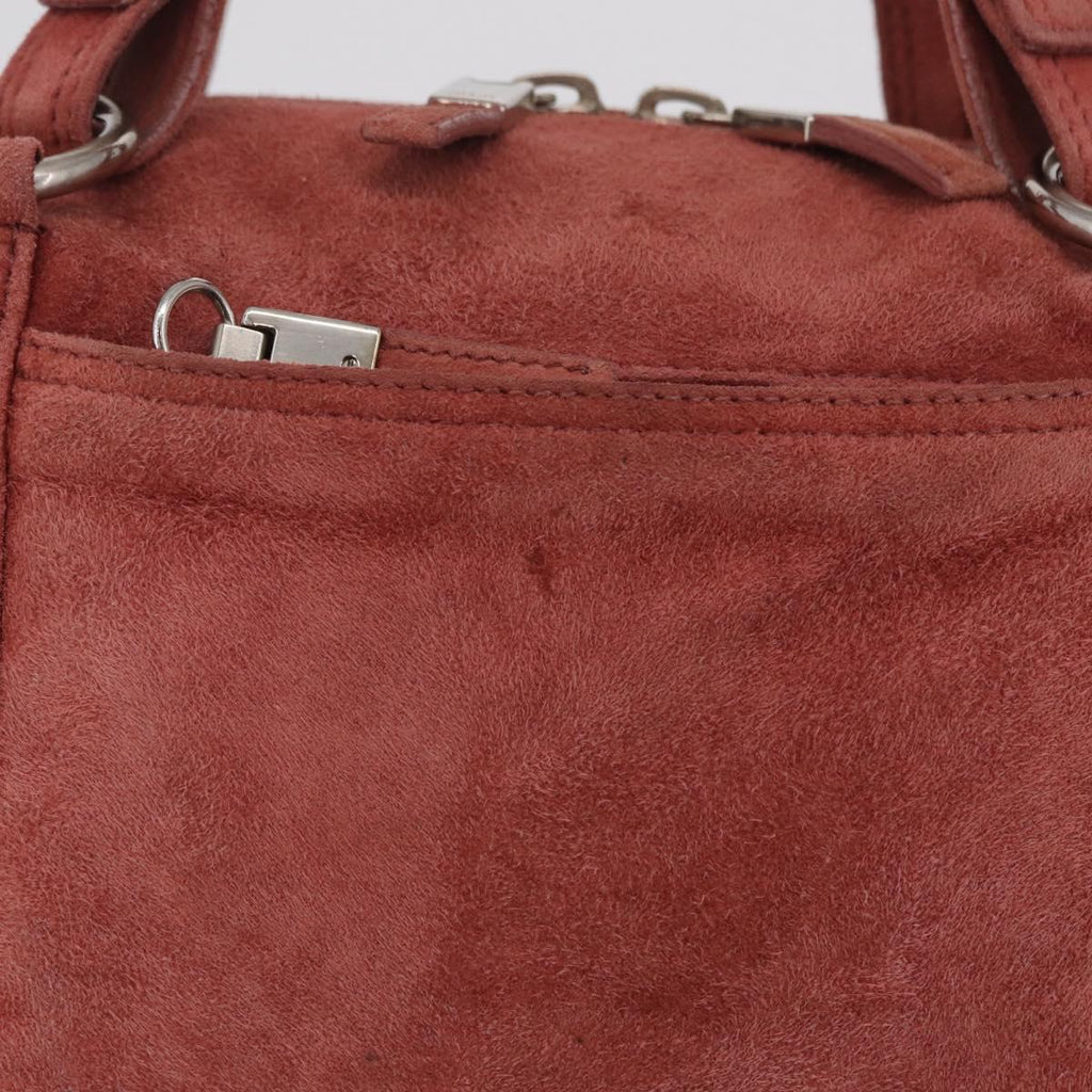 PRADA Tote Bag Suede Silver Pink Auth 207111A