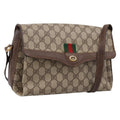 GUCCI GG Supreme Web Sherry Line Bag PVC Beige Gold 164 02 084 Auth 207146