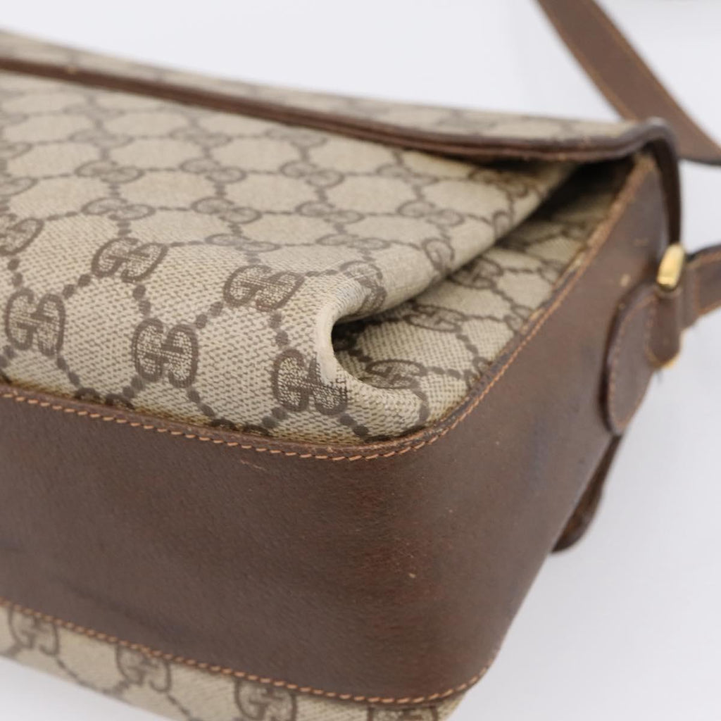 GUCCI GG Supreme Web Sherry Line Bag PVC Beige Gold 164 02 084 Auth 207146