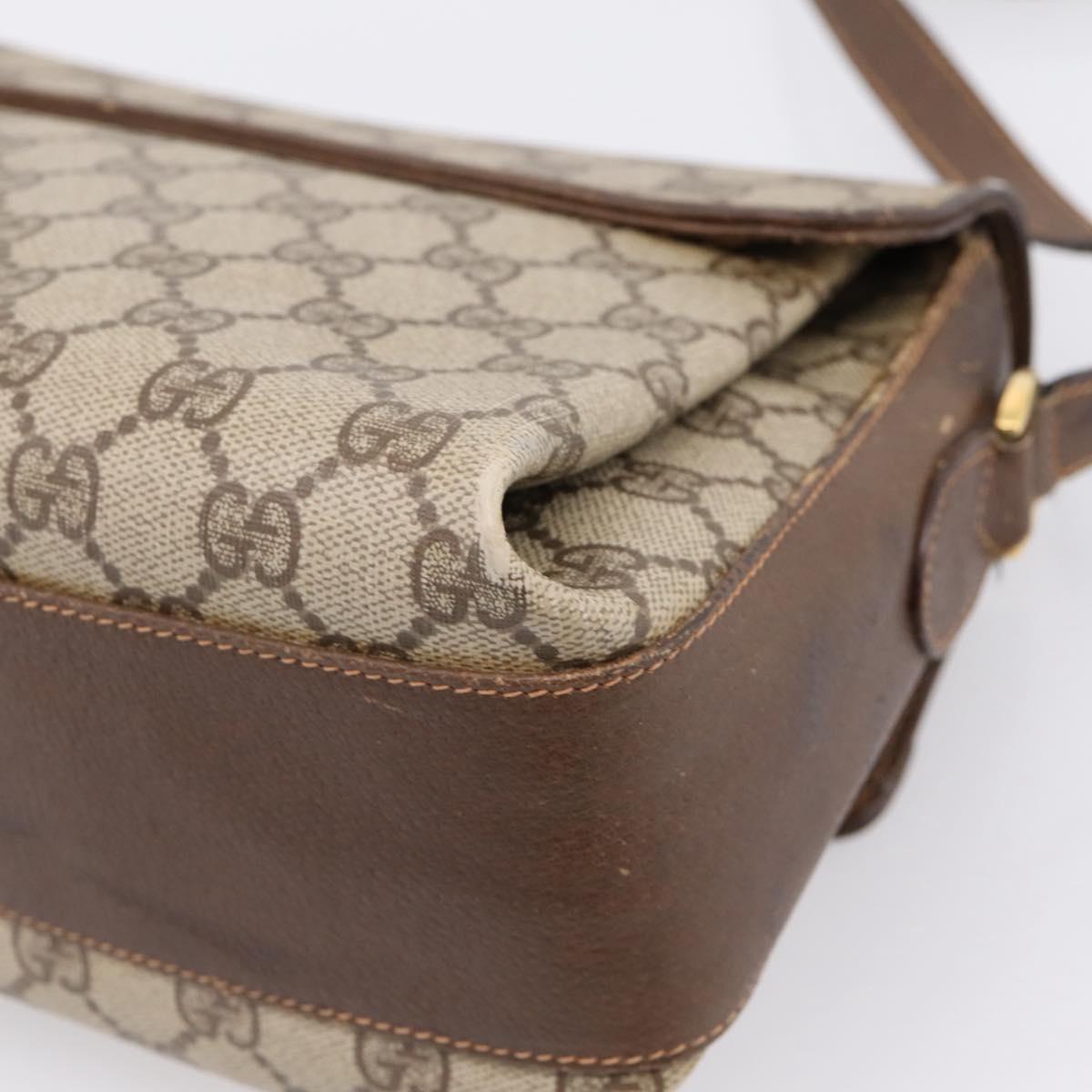 GUCCI GG Supreme Web Sherry Line Bag PVC Beige Gold 164 02 084 Auth 207146