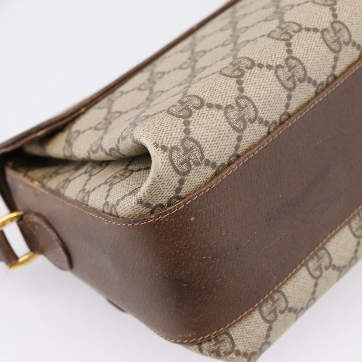 GUCCI GG Supreme Web Sherry Line Bag PVC Beige Gold 164 02 084 Auth 207146
