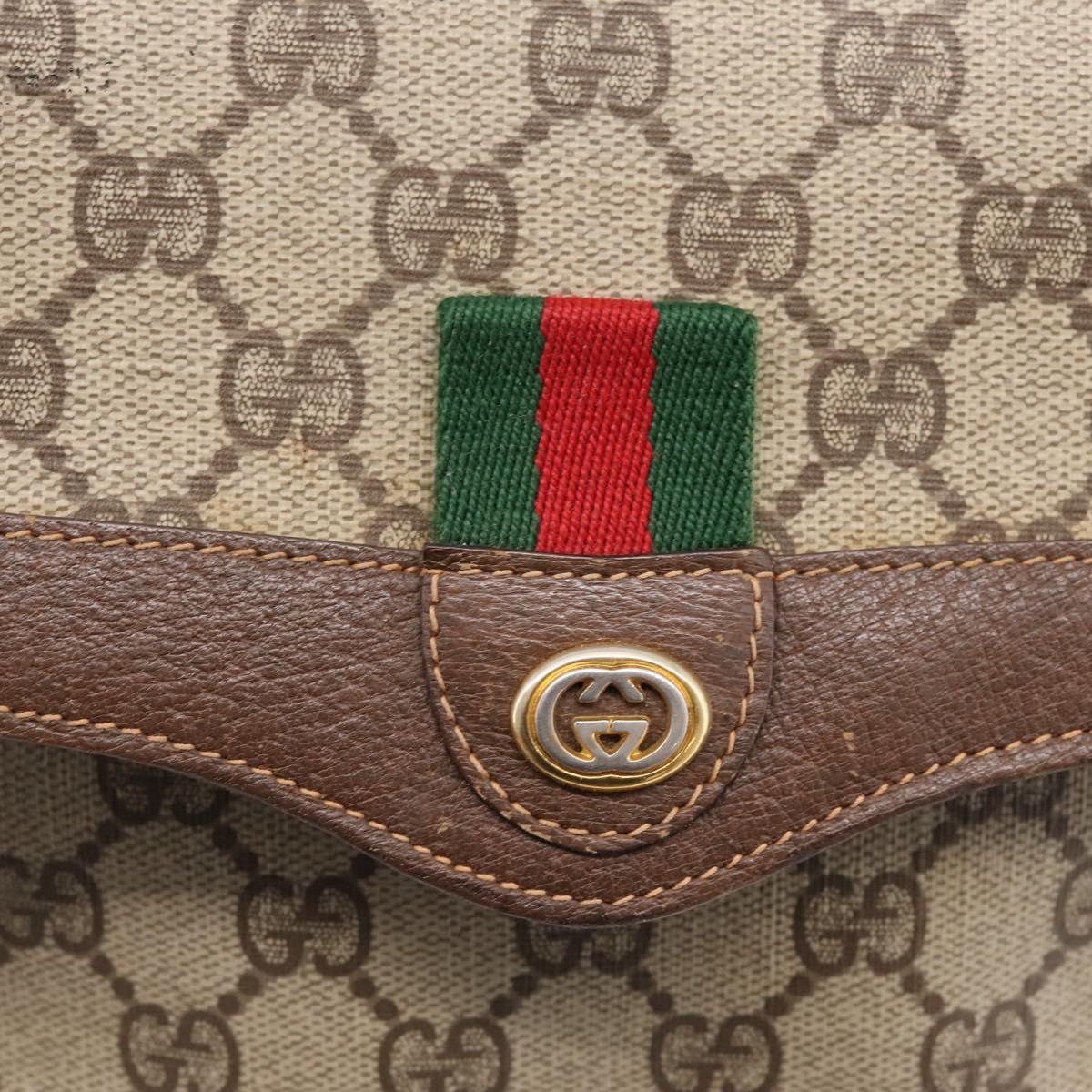 GUCCI GG Supreme Web Sherry Line Bag PVC Beige Gold 164 02 084 Auth 207146