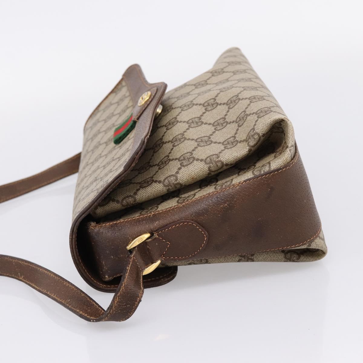GUCCI GG Supreme Web Sherry Line Bag PVC Beige Gold 164 02 084 Auth 207146