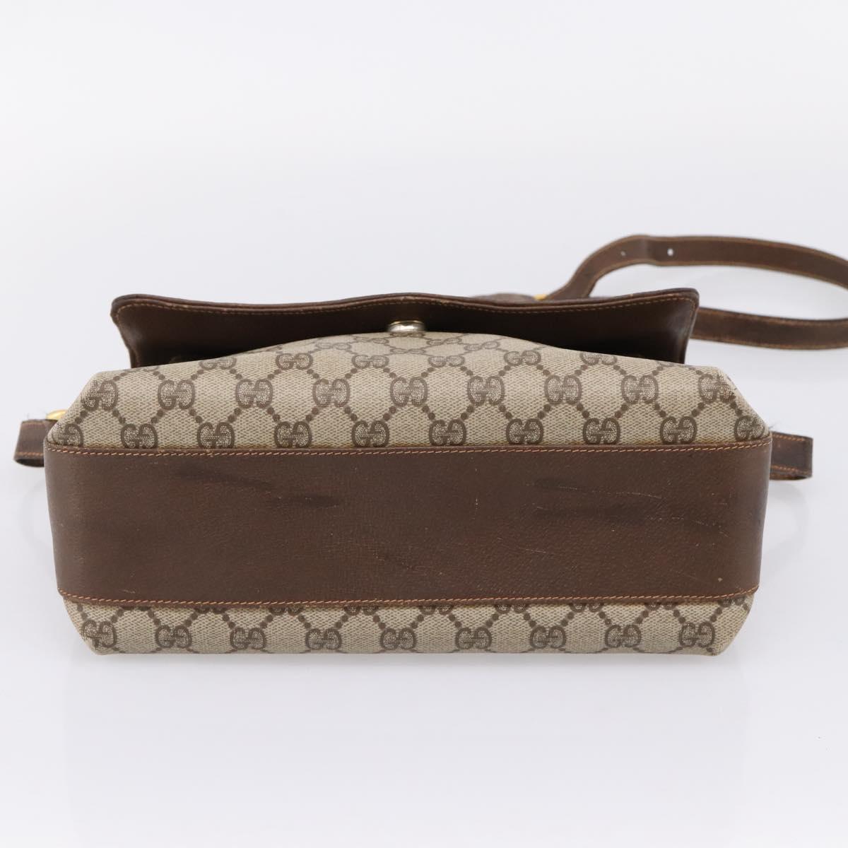GUCCI GG Supreme Web Sherry Line Bag PVC Beige Gold 164 02 084 Auth 207146