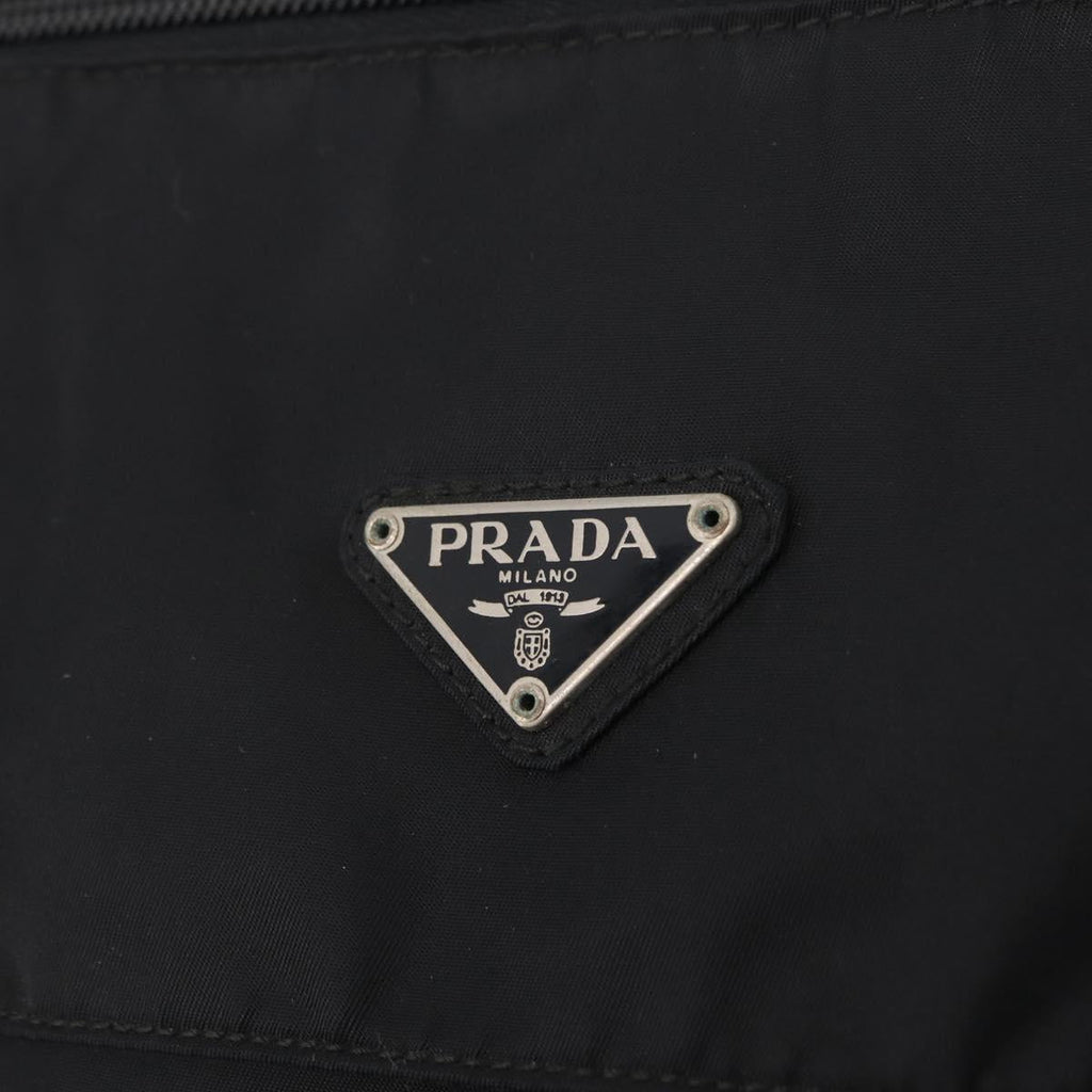 PRADA Shoulder Bag Nylon Black Silver Auth 207460V
