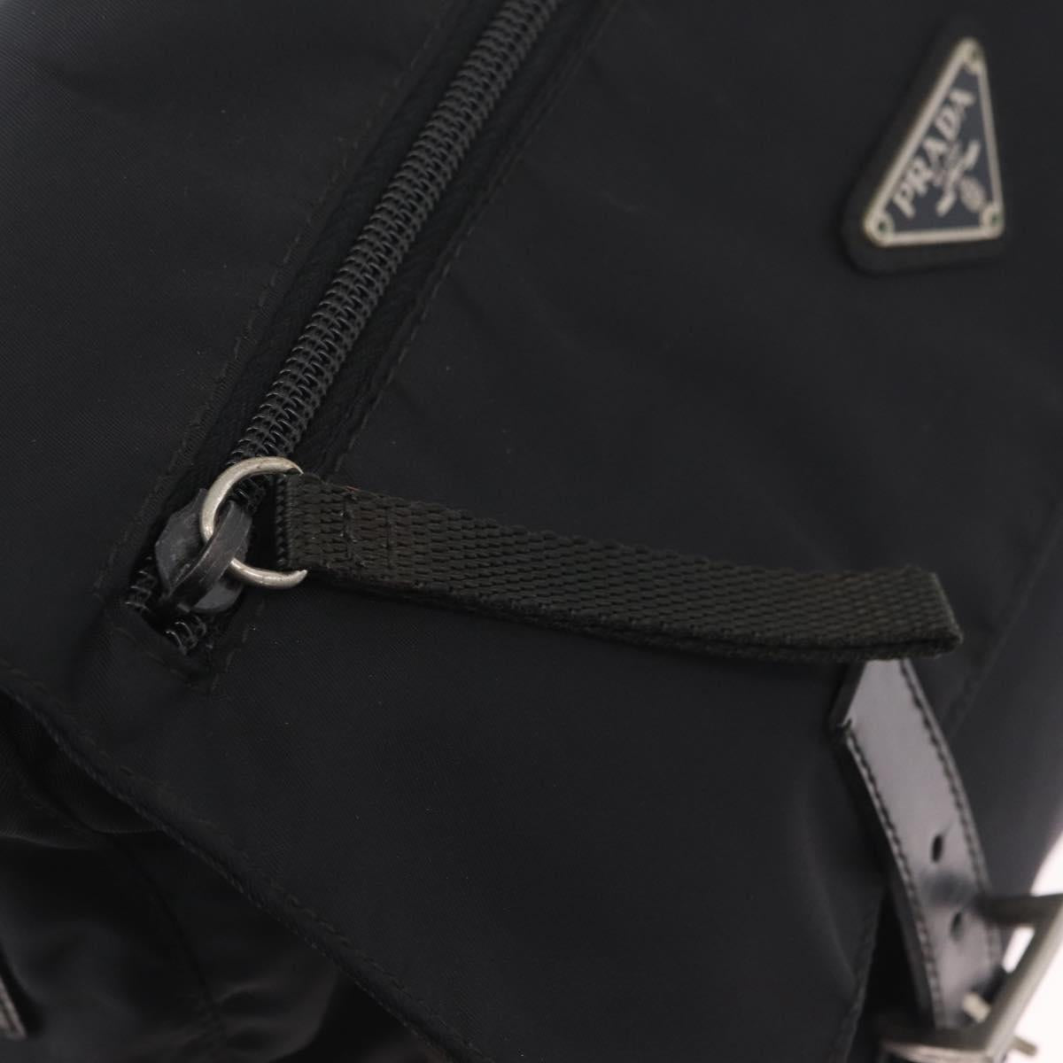 PRADA Shoulder Bag Nylon Black Silver Auth 207460V