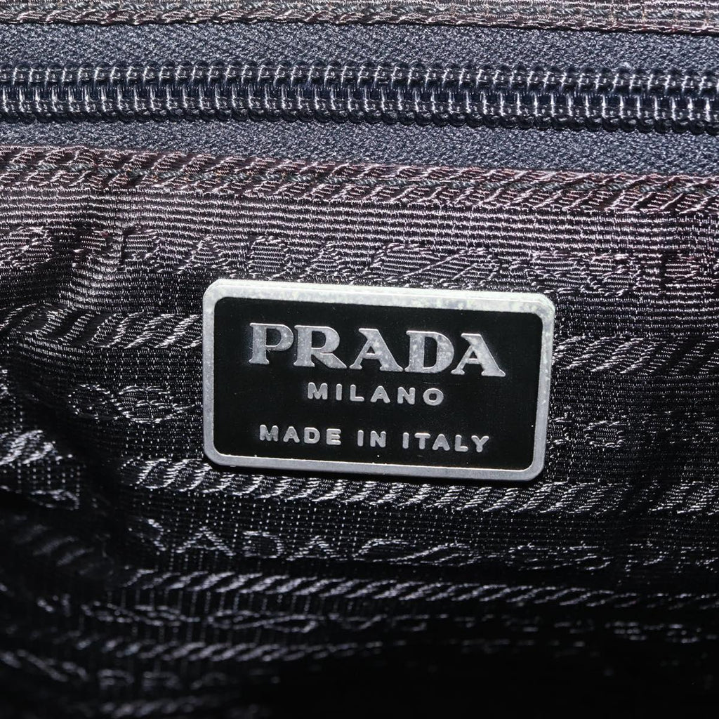 PRADA Shoulder Bag Nylon Black Silver Auth 207460V