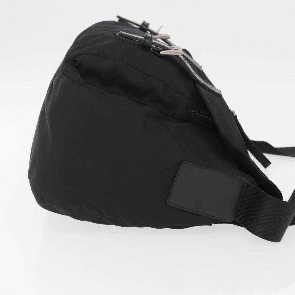 PRADA Shoulder Bag Nylon Black Silver Auth 207460V