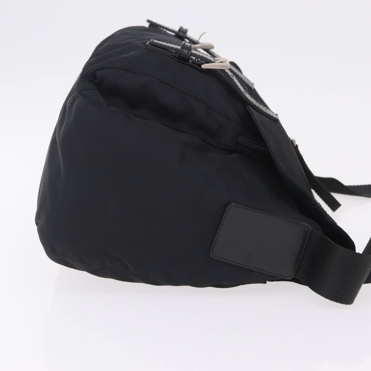 PRADA Shoulder Bag Nylon Black Silver Auth 207460V