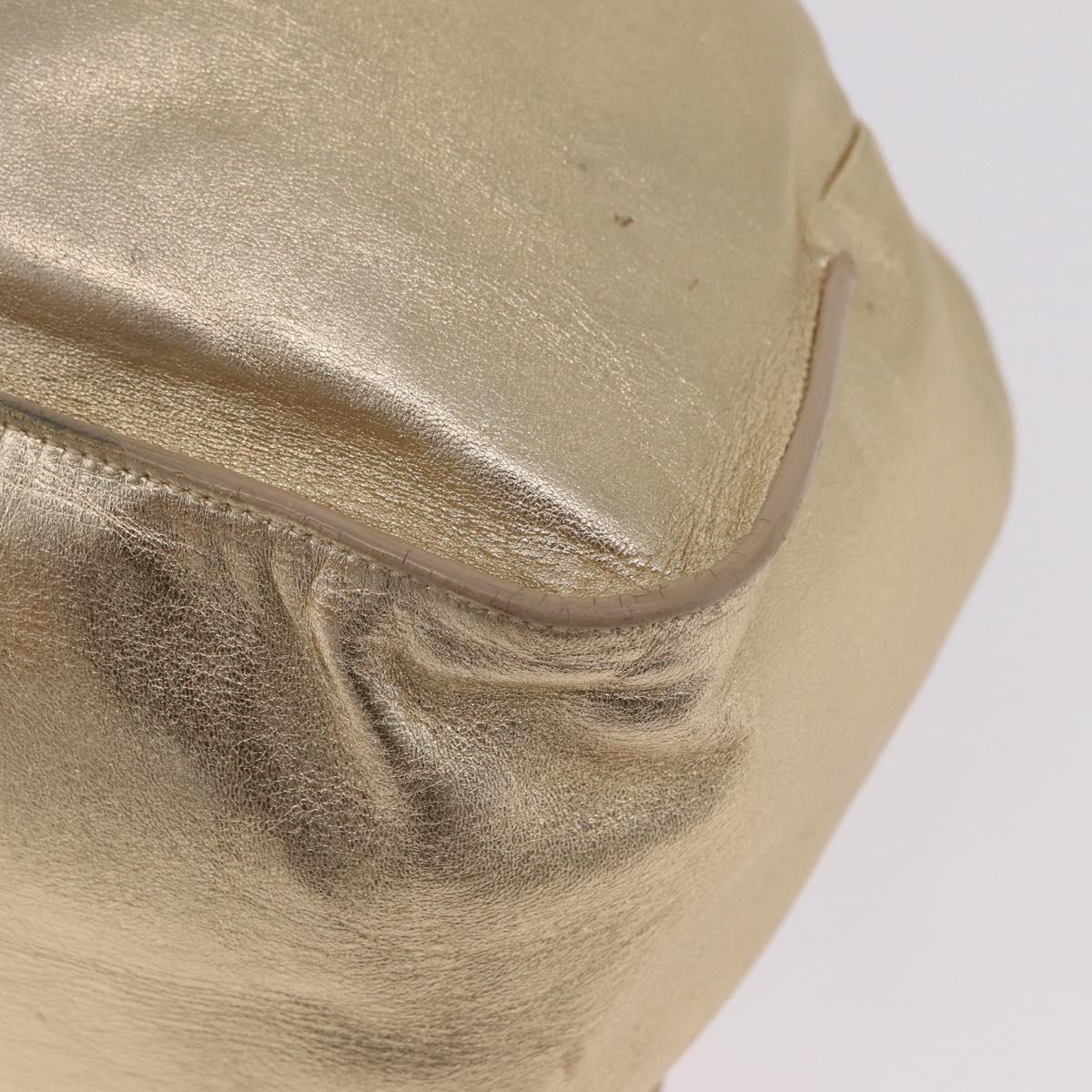 PRADA Tote Bag Leather Gold Silver Auth 207552A