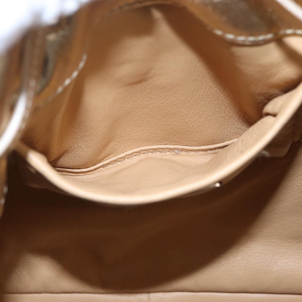 PRADA Tote Bag Leather Gold Silver Auth 207552A