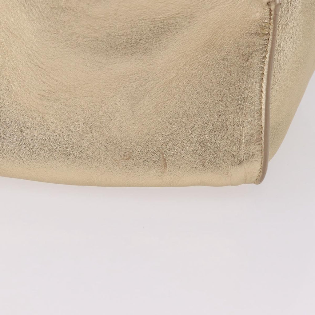 PRADA Tote Bag Leather Gold Silver Auth 207552A