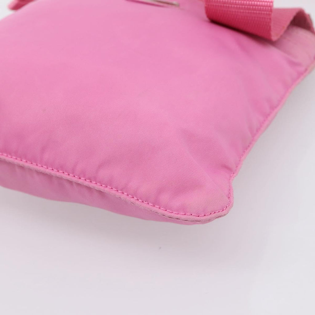 PRADA Shoulder Bag Nylon Pink Silver Auth 207599A