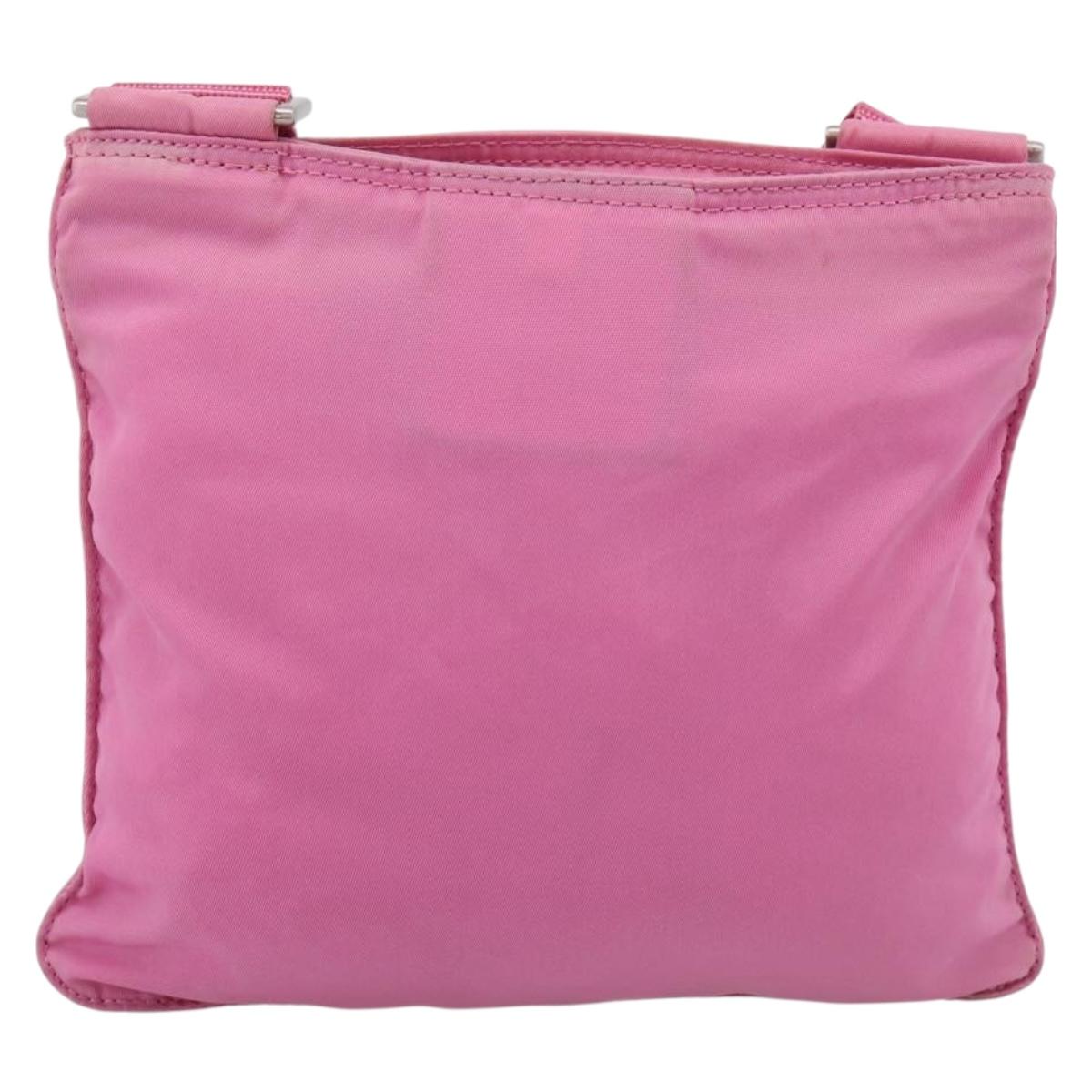 PRADA Shoulder Bag Nylon Pink Silver Auth 207599A