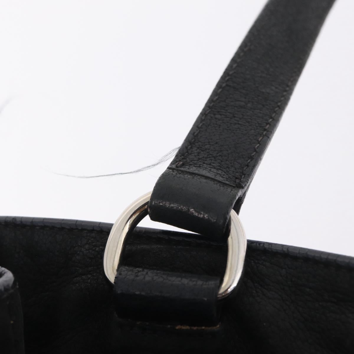 PRADA Tote Bag Nylon Black Silver Auth 207682