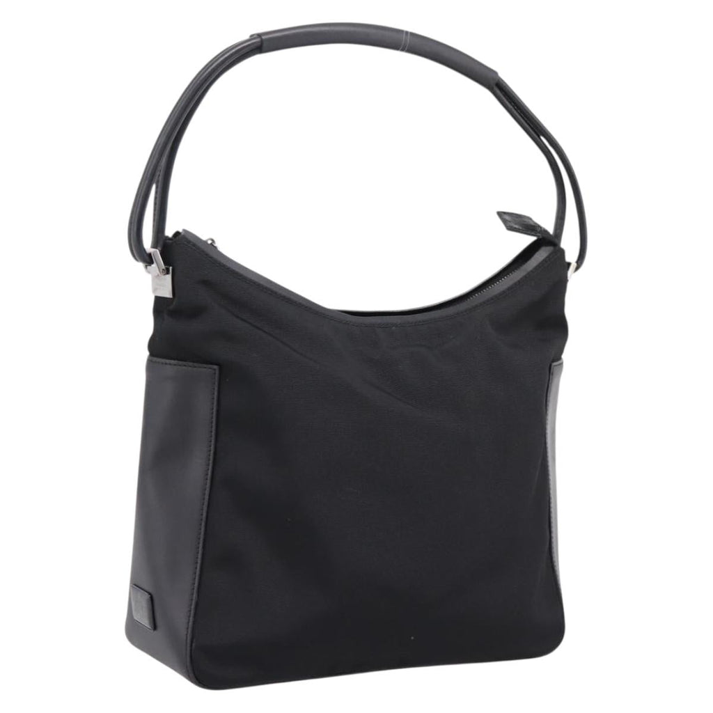 GUCCI Shoulder Bag Canvas Black Silver 001 3766 Auth 207730A