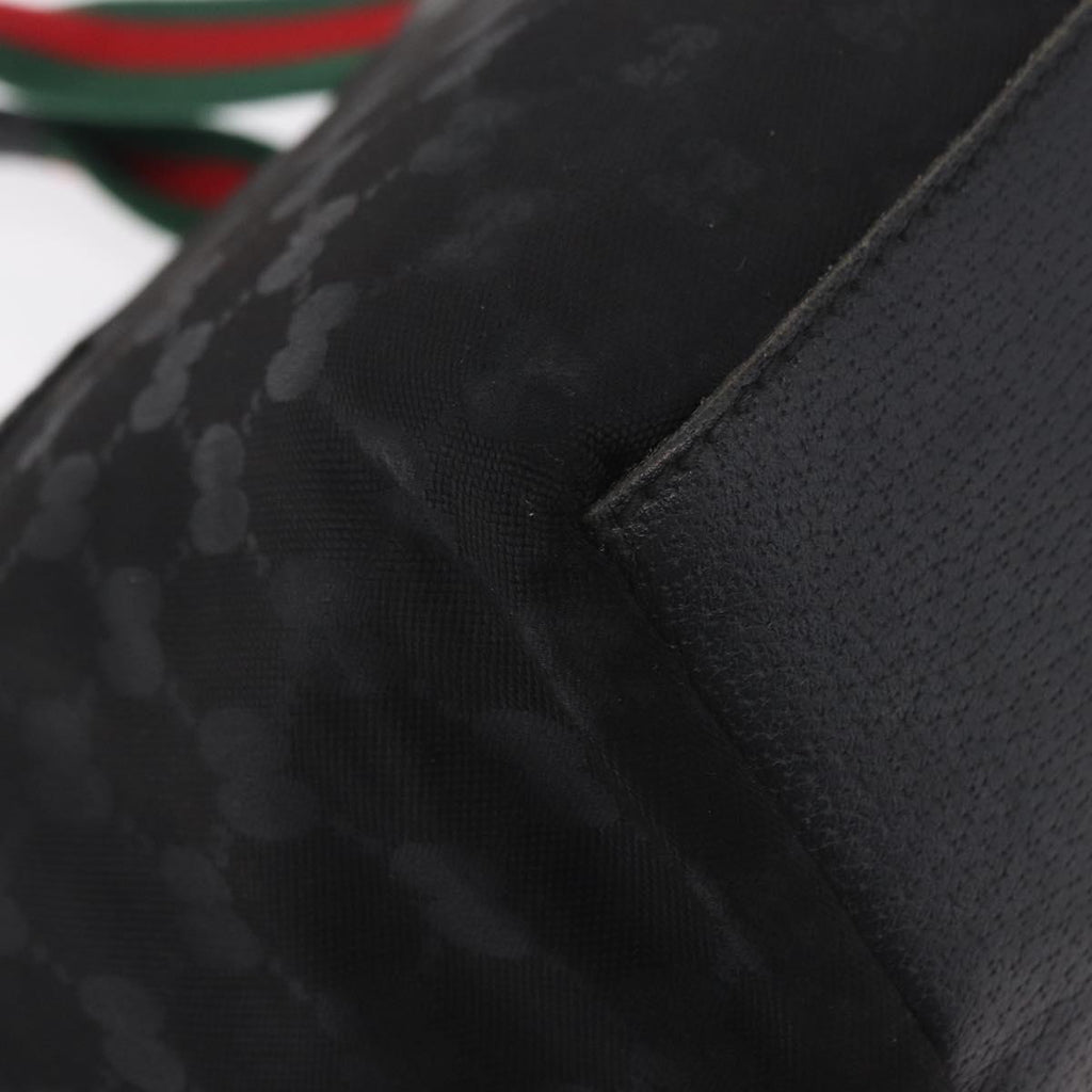 GUCCI GG Canvas Web Sherry Line Hand Bag Nylon Black 131228 Auth 207809A