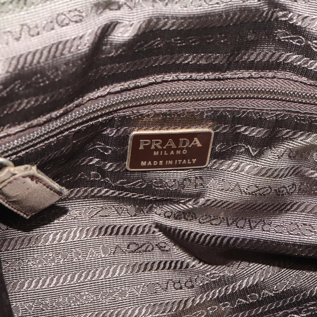 PRADA Chain Shoulder Bag Nylon Beige Gold Auth 207819A