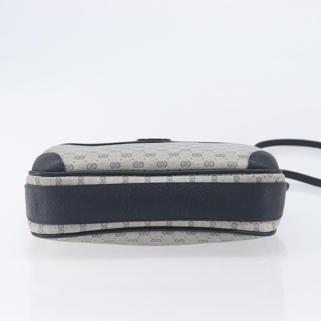 GUCCI Micro GG Supreme Shoulder Bag PVC Navy Gold 007 084 0423 Auth 207844