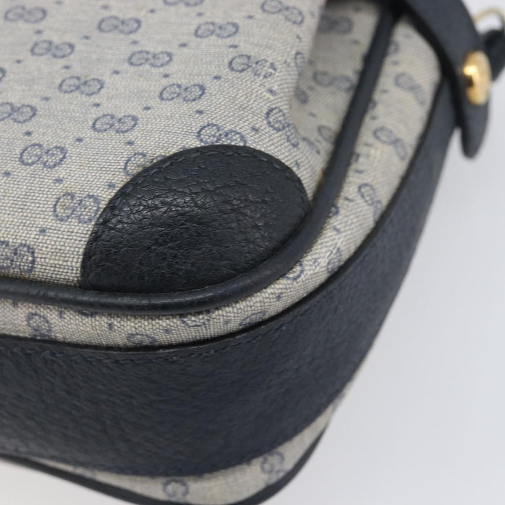 GUCCI Micro GG Supreme Shoulder Bag PVC Navy Gold 007 084 0423 Auth 207844