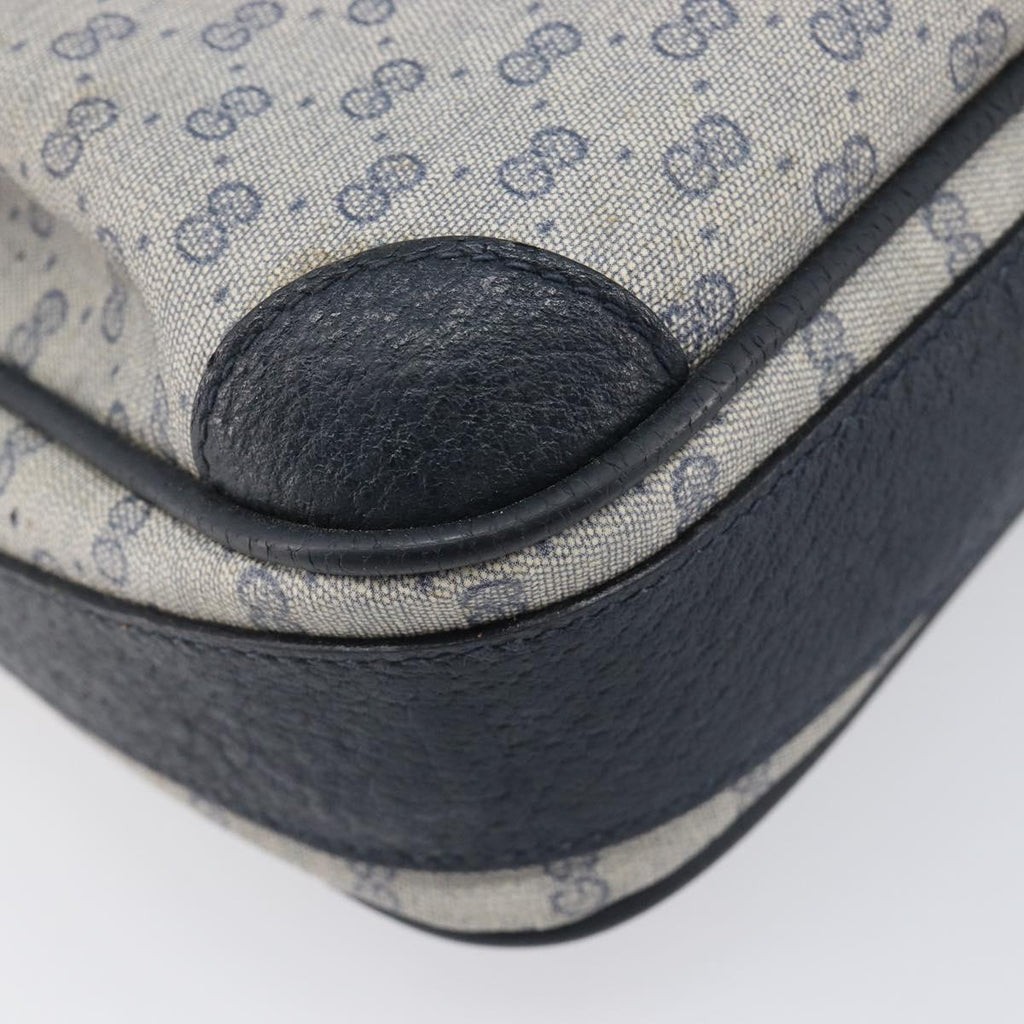 GUCCI Micro GG Supreme Shoulder Bag PVC Navy Gold 007 084 0423 Auth 207844