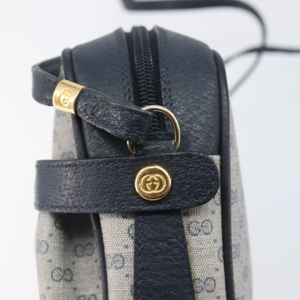 GUCCI Micro GG Supreme Shoulder Bag PVC Navy Gold 007 084 0423 Auth 207844
