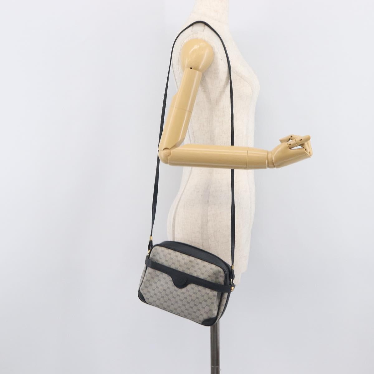 GUCCI Micro GG Supreme Shoulder Bag PVC Navy Gold 007 084 0423 Auth 207844