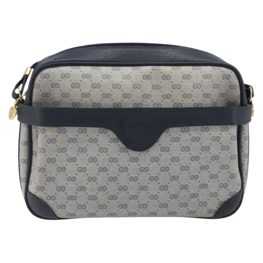 GUCCI Micro GG Supreme Shoulder Bag PVC Navy Gold 007 084 0423 Auth 207844
