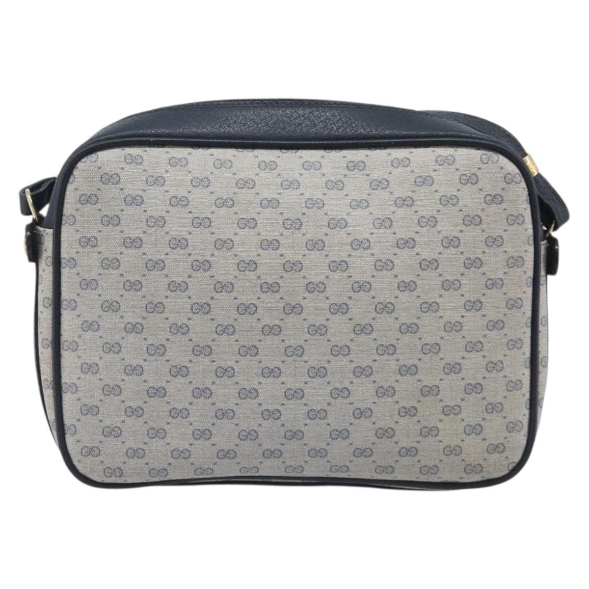GUCCI Micro GG Supreme Shoulder Bag PVC Navy Gold 007 084 0423 Auth 207844