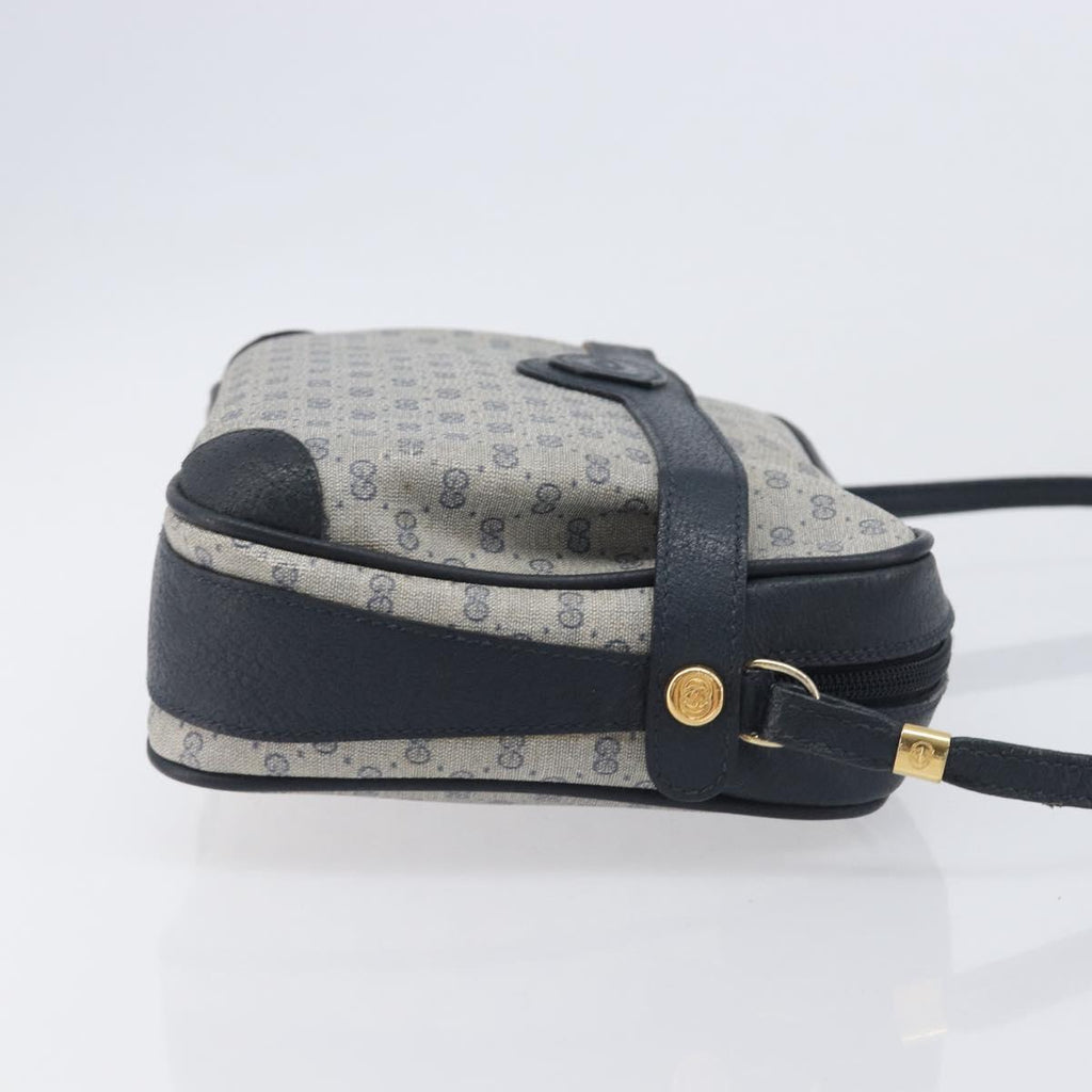 GUCCI Micro GG Supreme Shoulder Bag PVC Navy Gold 007 084 0423 Auth 207844