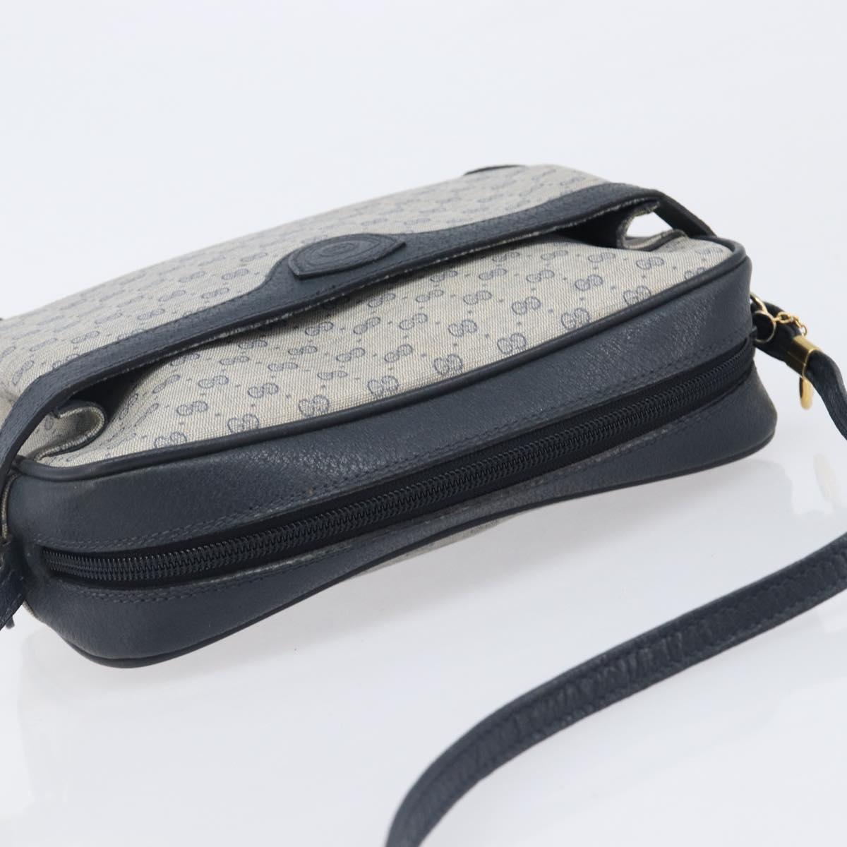 GUCCI Micro GG Supreme Shoulder Bag PVC Navy Gold 007 084 0423 Auth 207844