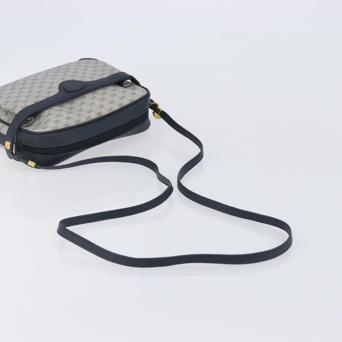 GUCCI Micro GG Supreme Shoulder Bag PVC Navy Gold 007 084 0423 Auth 207844