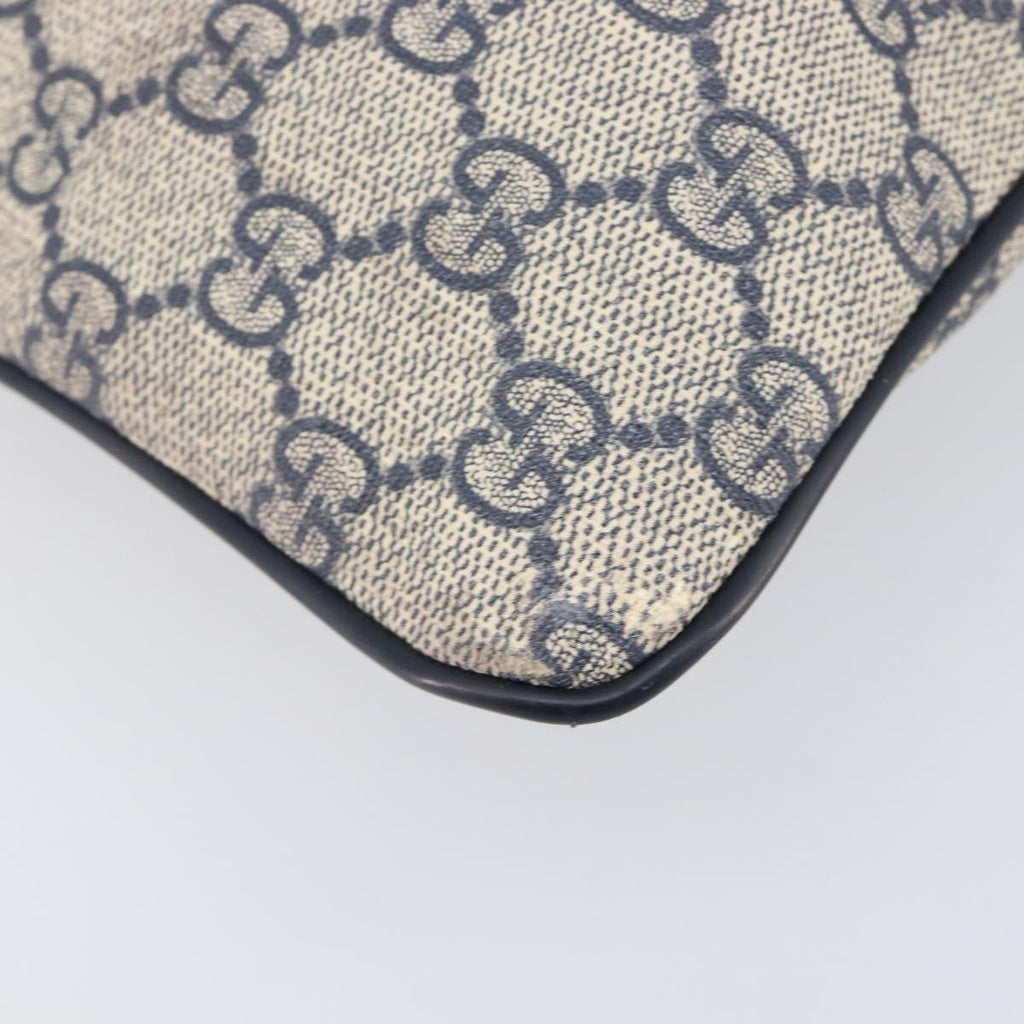 GUCCI GG Supreme Shoulder Bag PVC Navy Silver 295257 Auth 207858