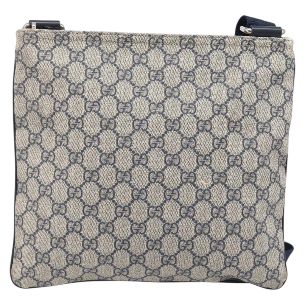 GUCCI GG Supreme Shoulder Bag PVC Navy Silver 295257 Auth 207858