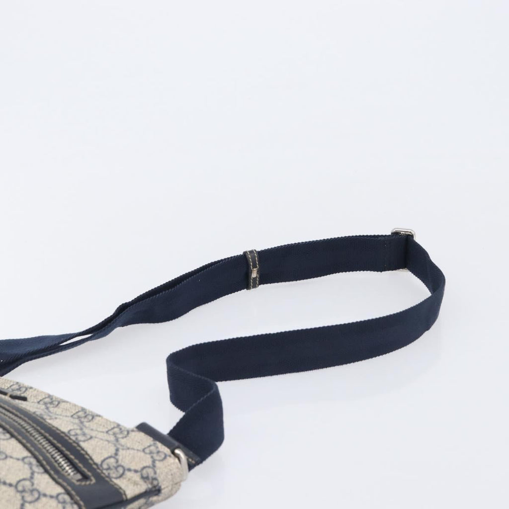 GUCCI GG Supreme Shoulder Bag PVC Navy Silver 295257 Auth 207858